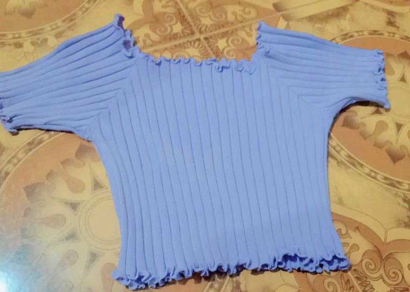Cute Periwinkle Ribbed Crop Top