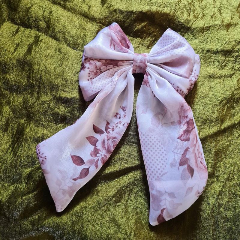 Floral hair bow in printed organza