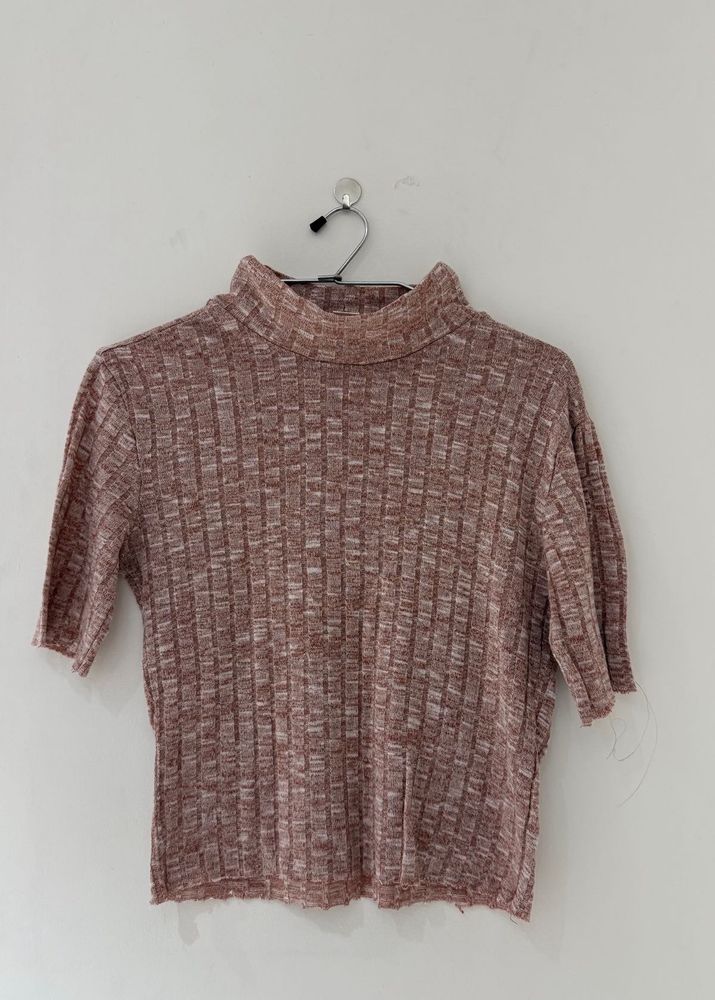 Mauve Ribbed Knit Top
