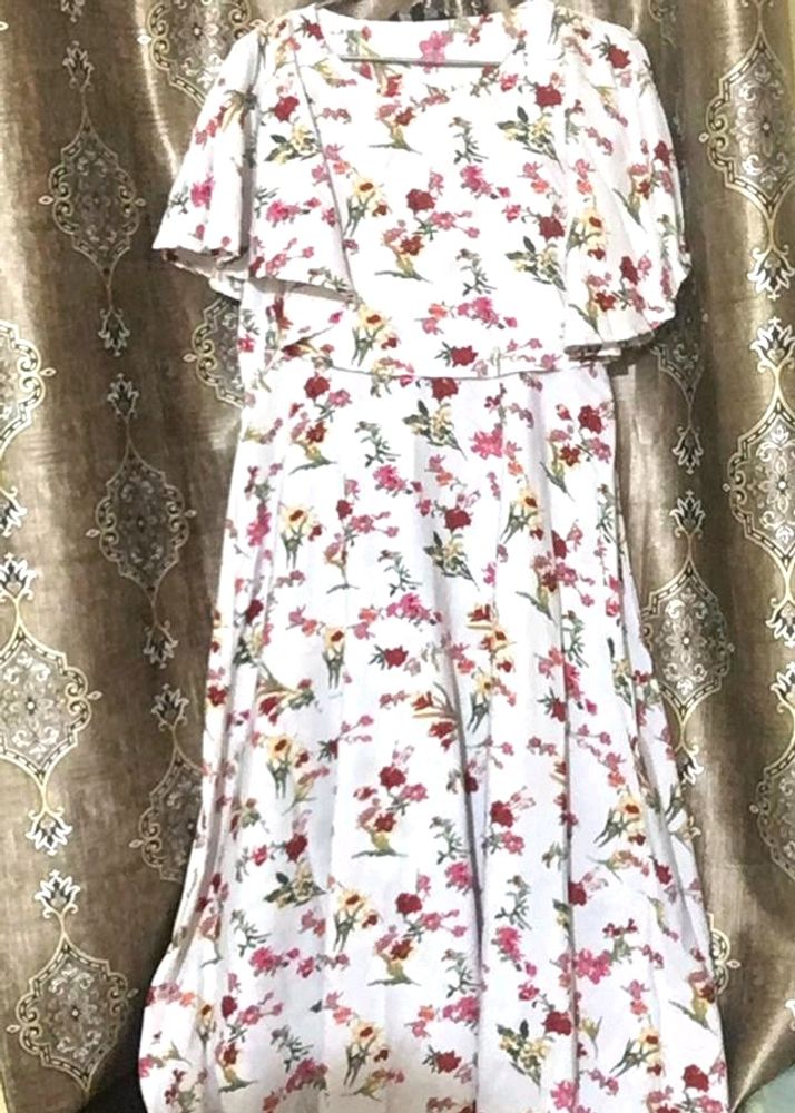 Flower Print long Frock