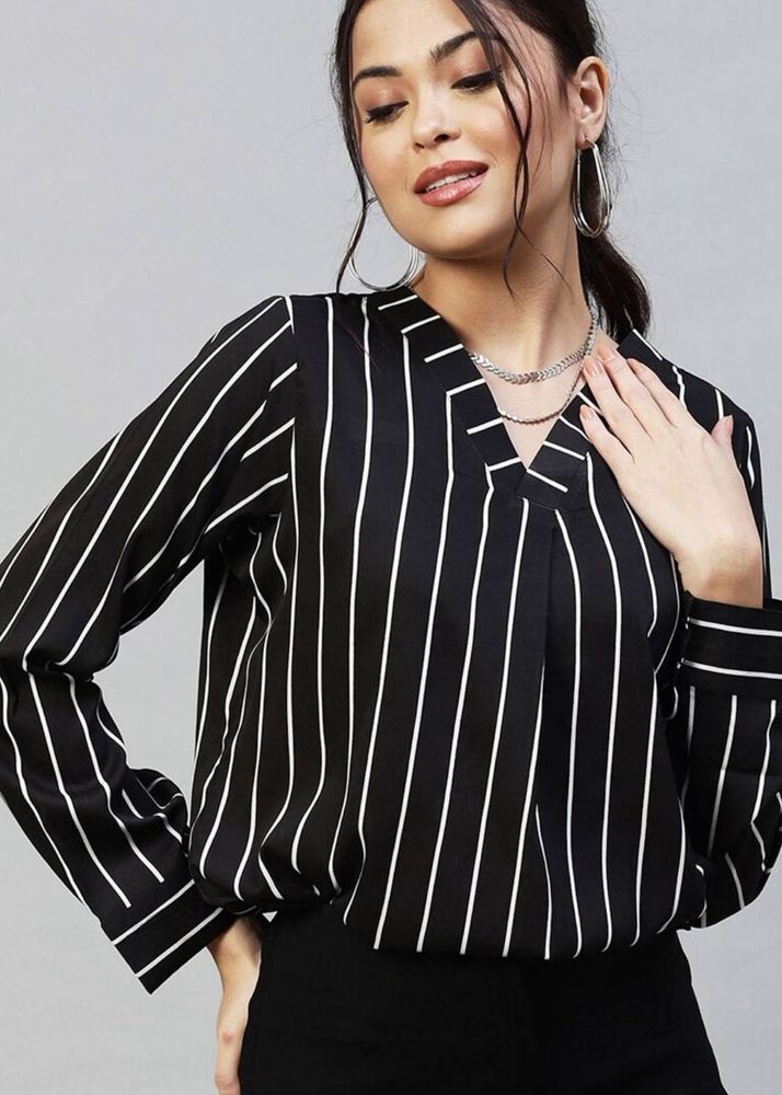 Striped V-Neck Top