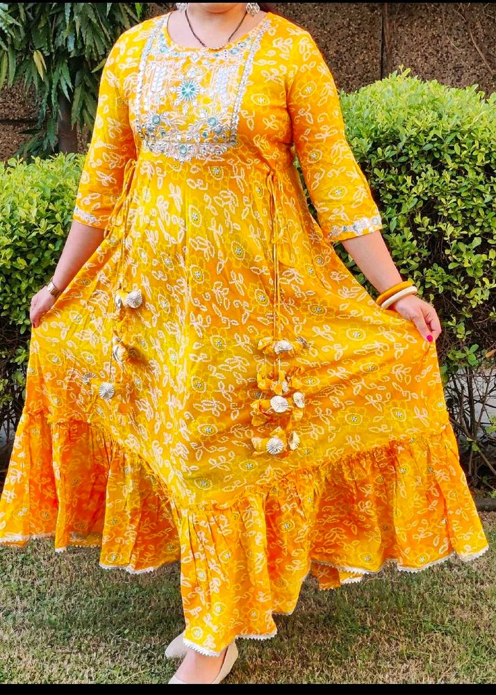 Jaipuri Anarkali Bandhni Print