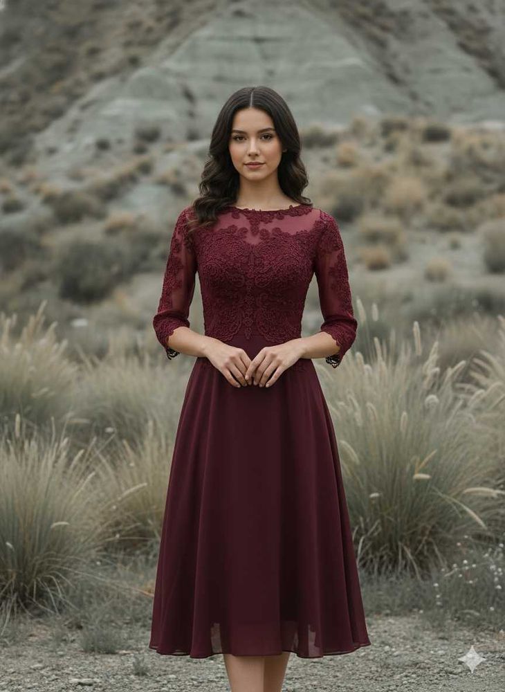 Elegant Burgundy Lace Dress