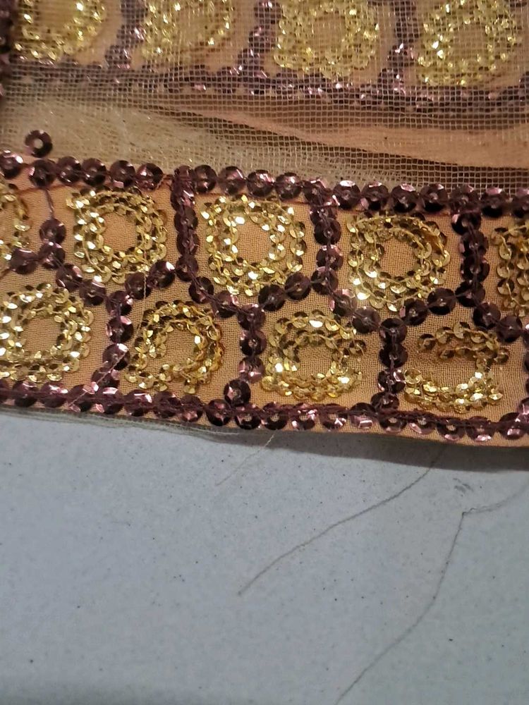 Elegant Peach Saree with Gold Embellishments