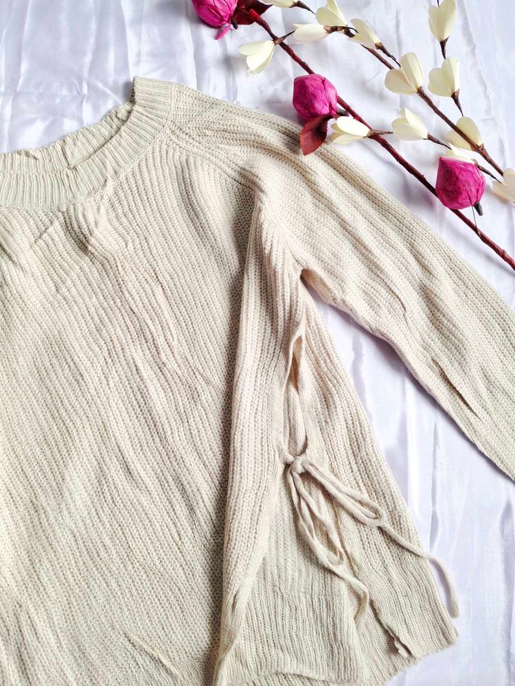 Shein Ribbed Knit Sweater with Ties