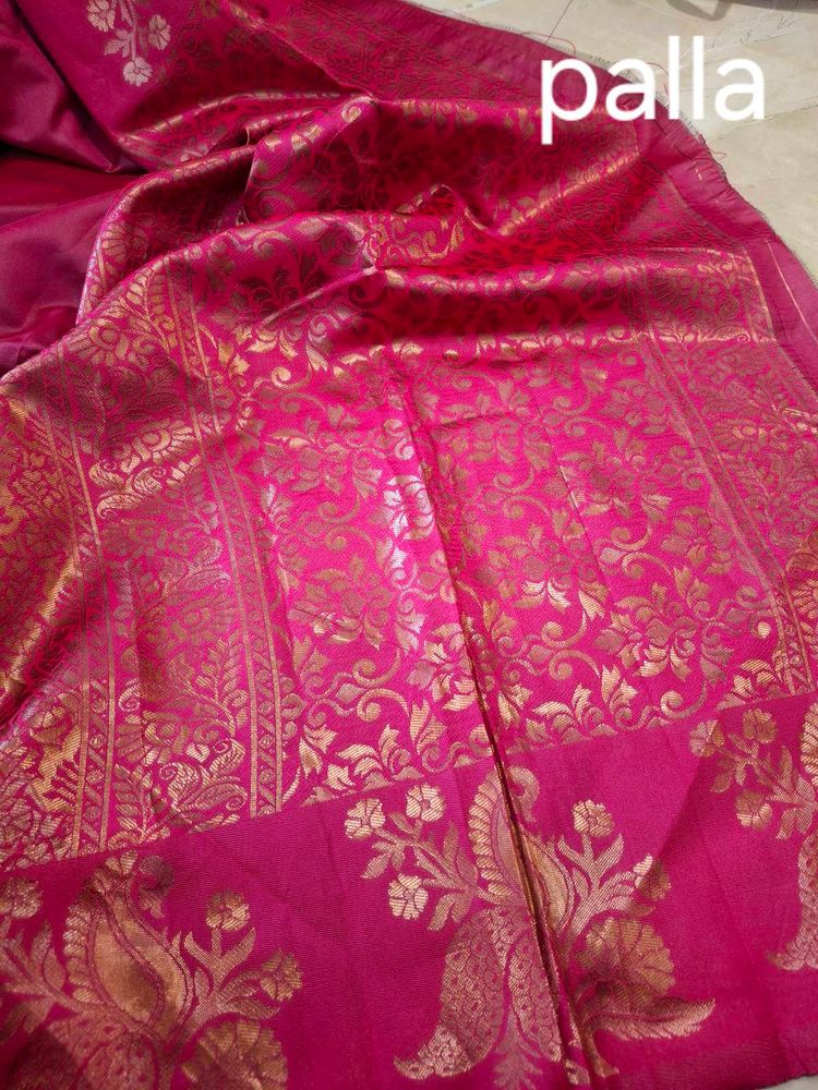 Pink Banarasi semi soft Silk Saree