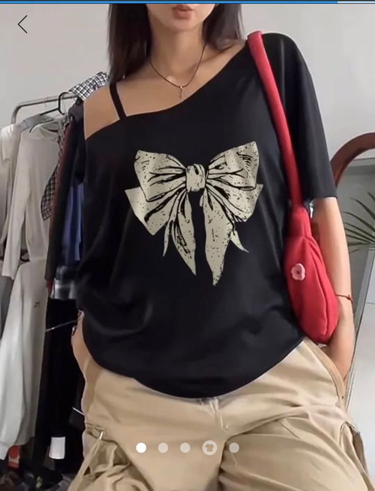 Savana Bow One Sided Off Shoulder Tee🎀