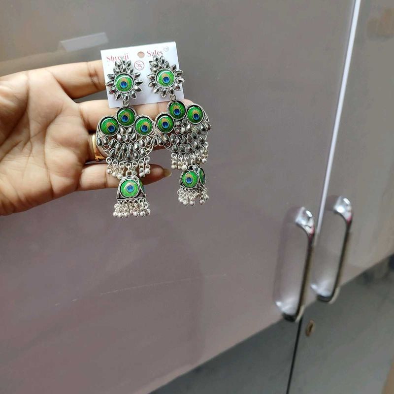Peacock Jhumka Earrings