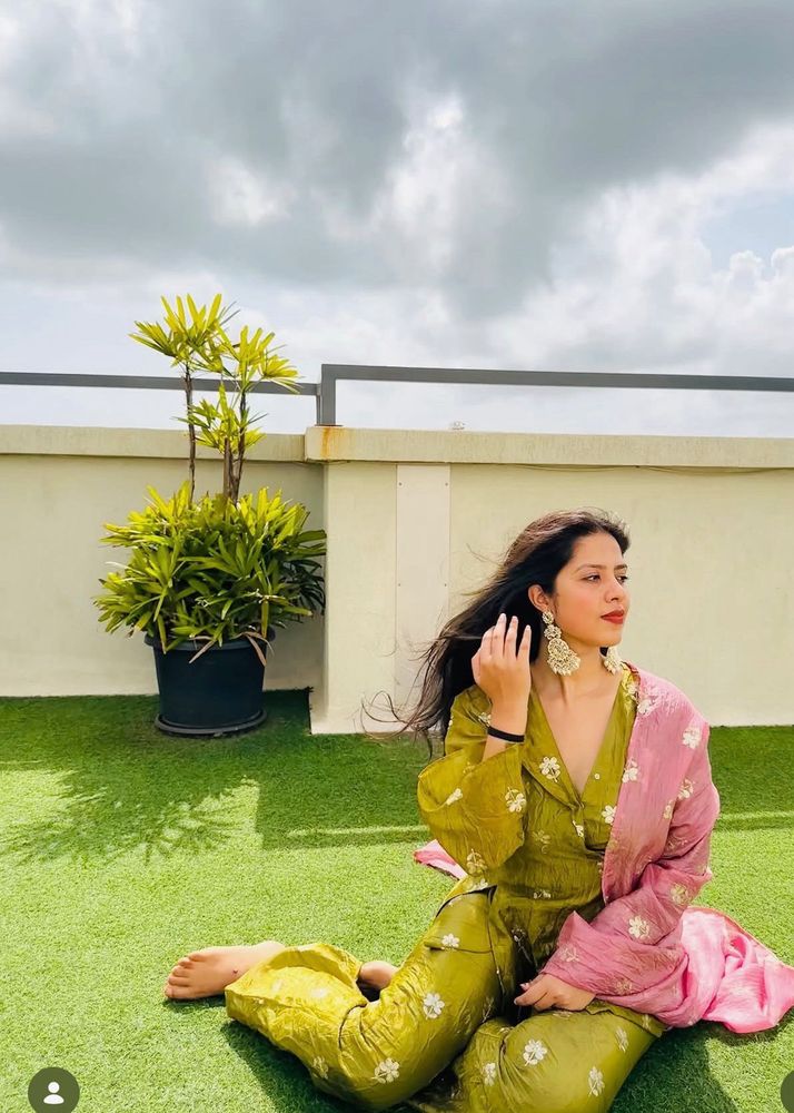 Olive Green Embroidered Kurta Set