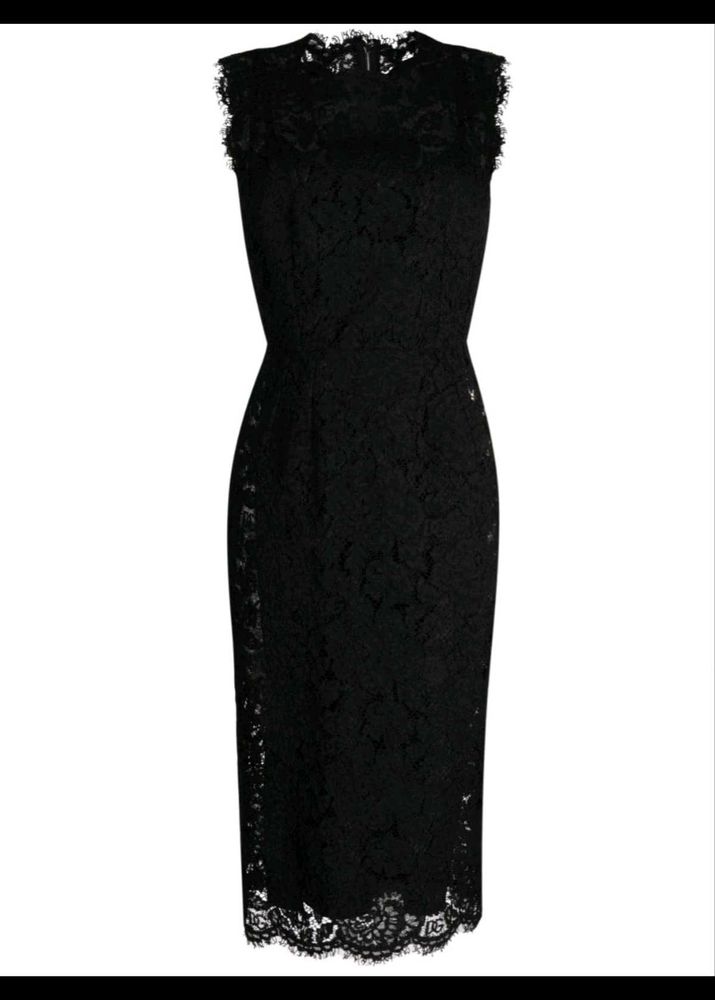 Dolce &amp; Gabbana lace-overlay fitted sleeveless dre