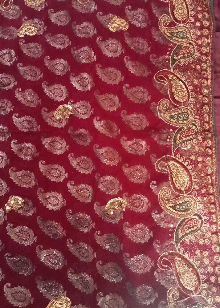 Elegant Maroon &amp; Gold Saree with blouse
