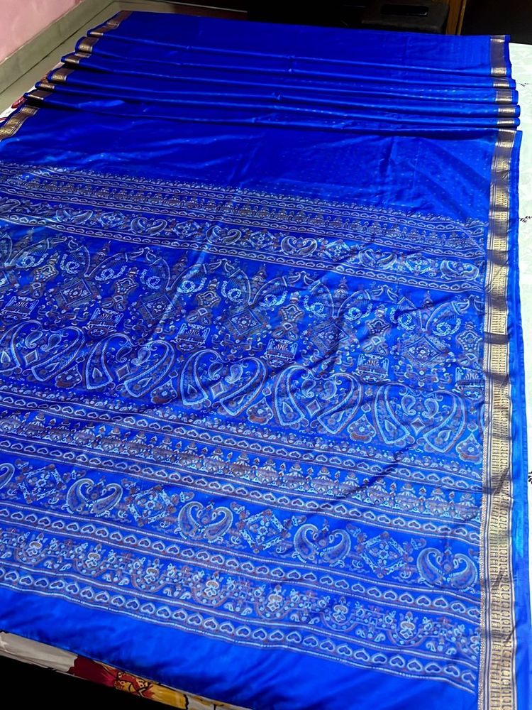 Royal Blue Printed Silk Saree
