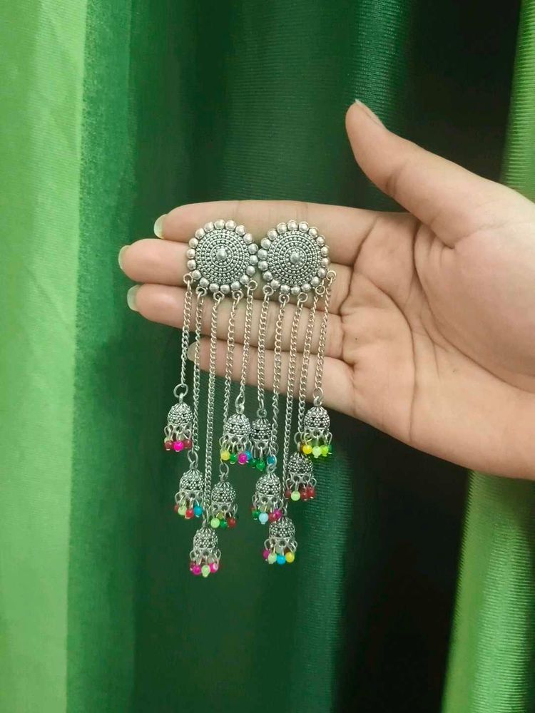 Desi Silver Jhumkas
