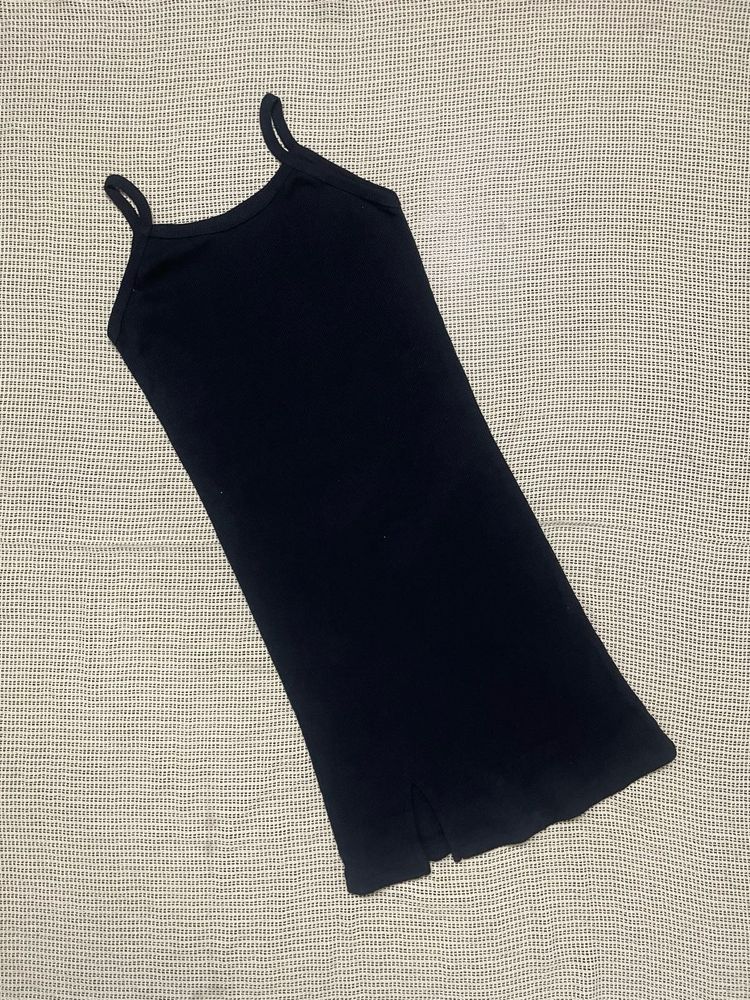 Black Ribbed Bodycon Dress