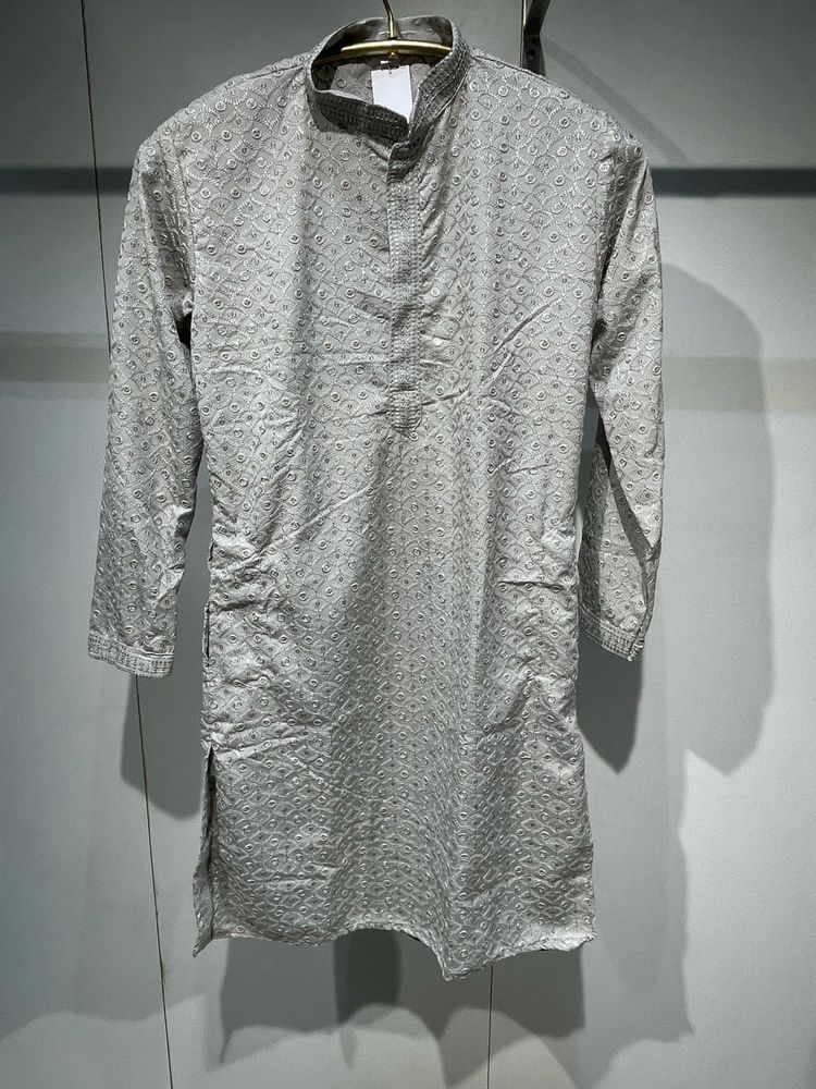 Gray Patterned Kurta