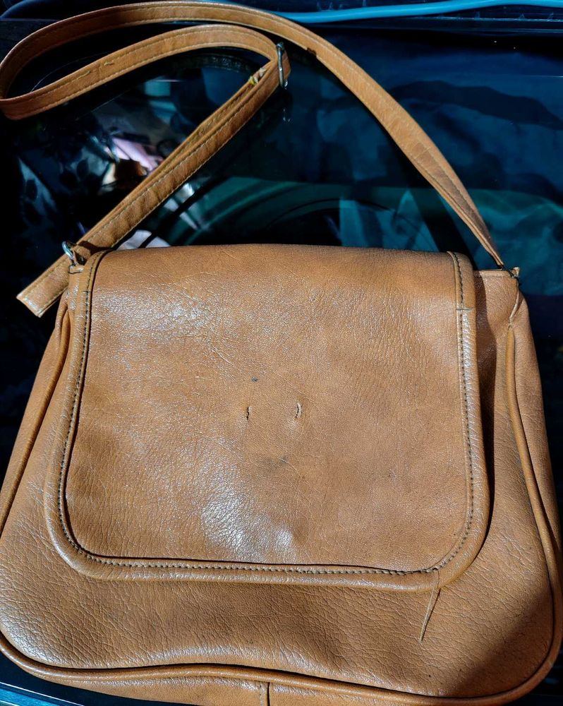 Vintage Brown Leather Shoulder Bag