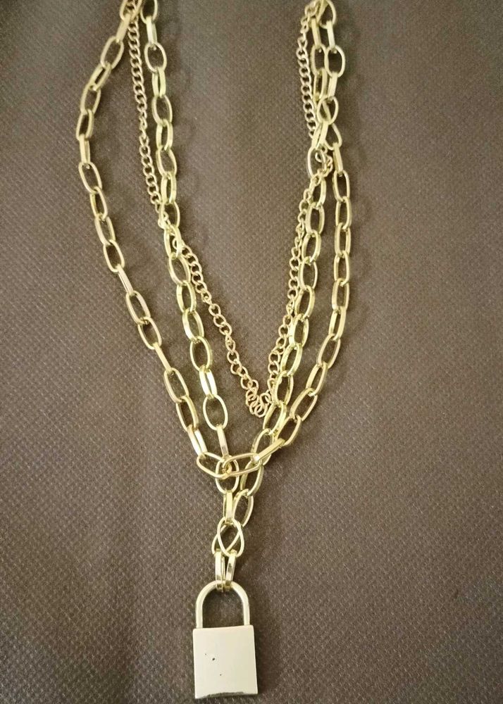 Gold Layered Lock Necklace