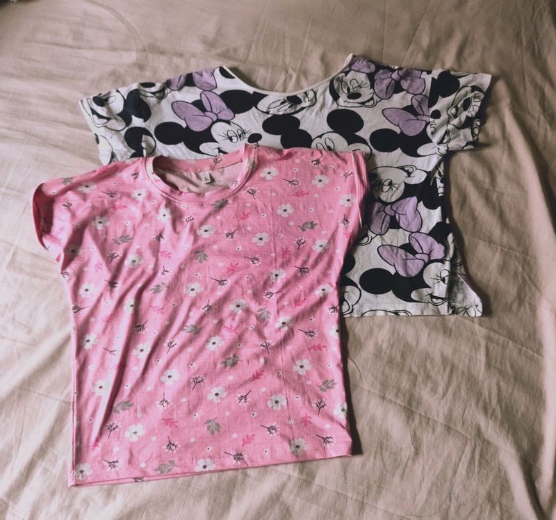 Two Crop T-shirt 💜💗