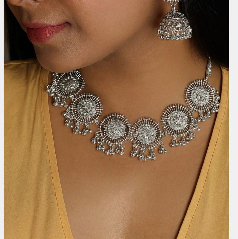 only Oxidized Silver Necklace no earings avilable