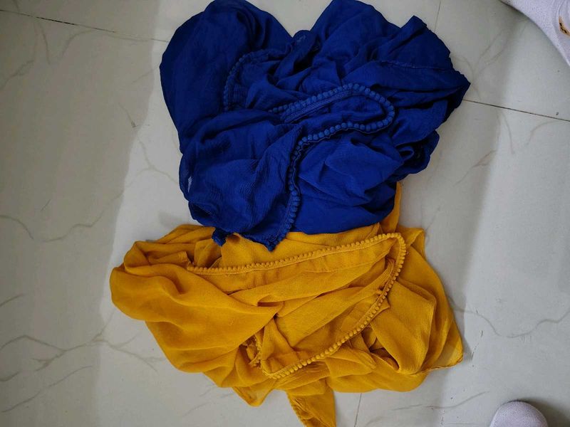 navy Blue &amp; Yellow Dupatta Combo
