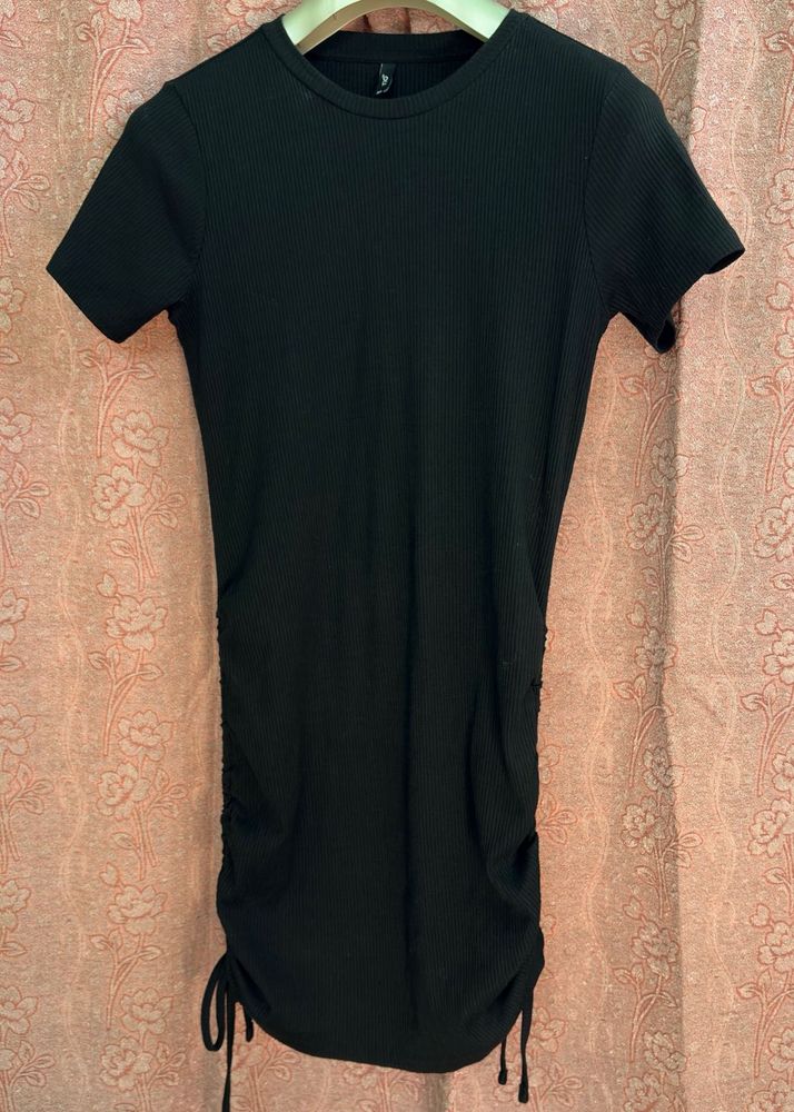 Black Ribbed Bodycon Dress