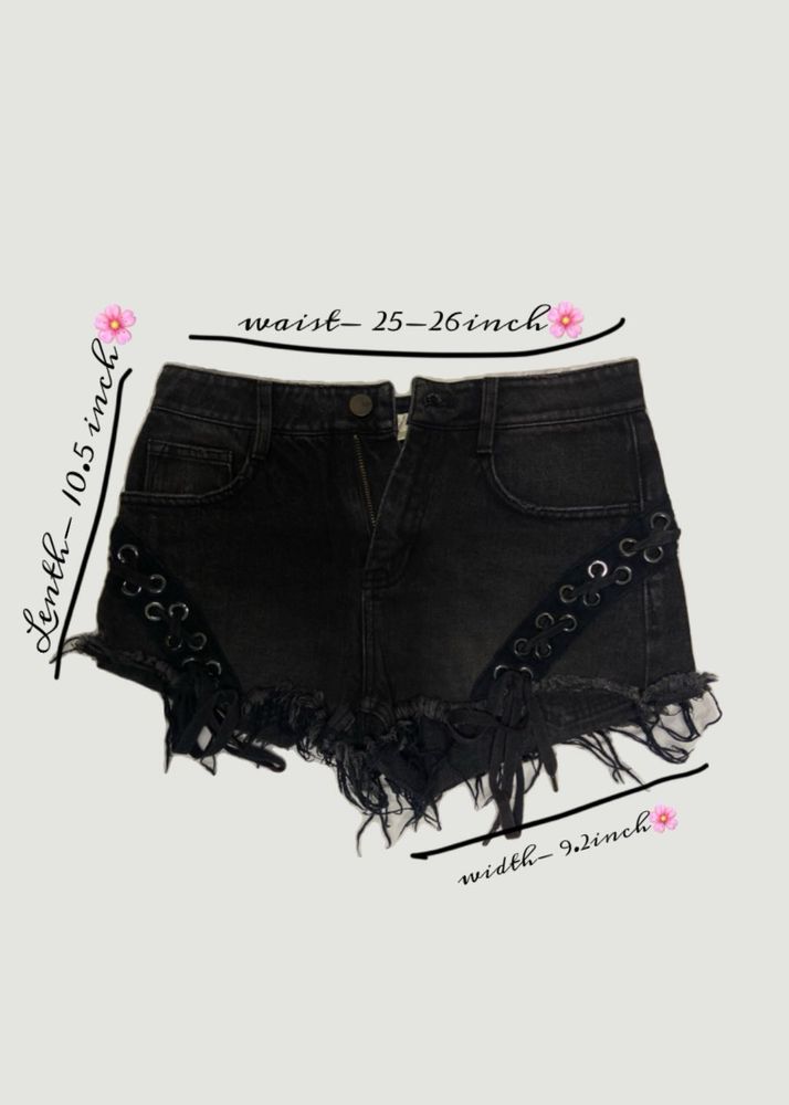 Black Distressed Denim Shorts