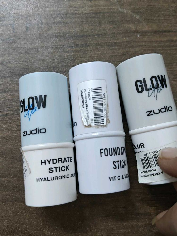 Zudio glowstick+Hydrate Skin+Foundation Stick_3in1