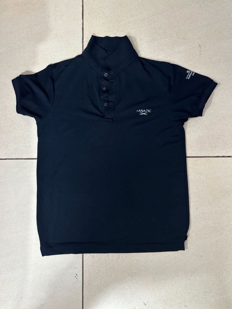 Dark Blue Collared Button Up T Shirt