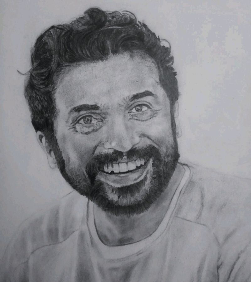 Actor Surya Realistic Pencil Sketch