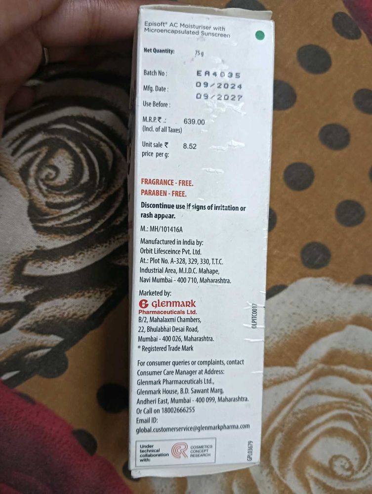 Episoft Moisturizer With Microencapsulated Sunscre