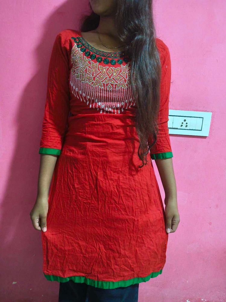 Kurti Red Cotton