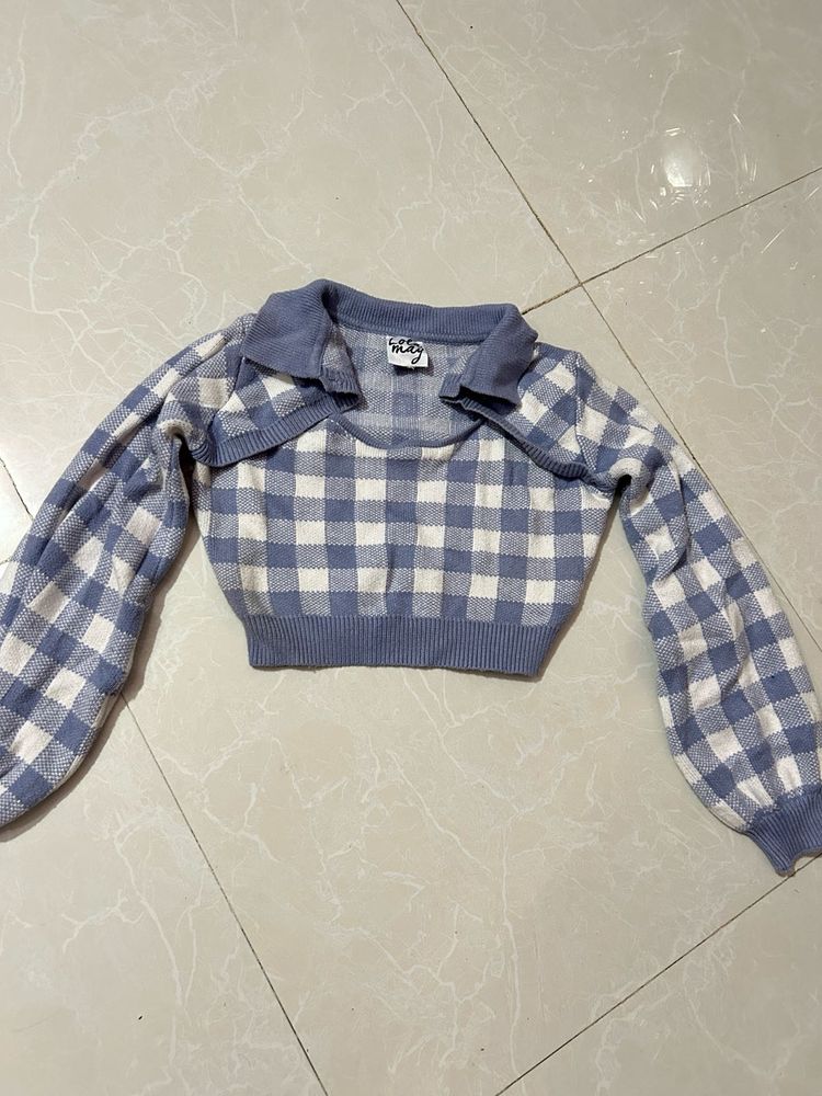 winter Checkered Crop Top - Stylish &amp; Trendy