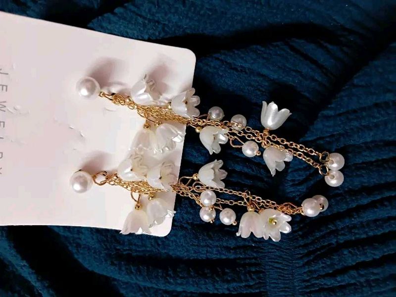 Floral Drop Earrings Korean