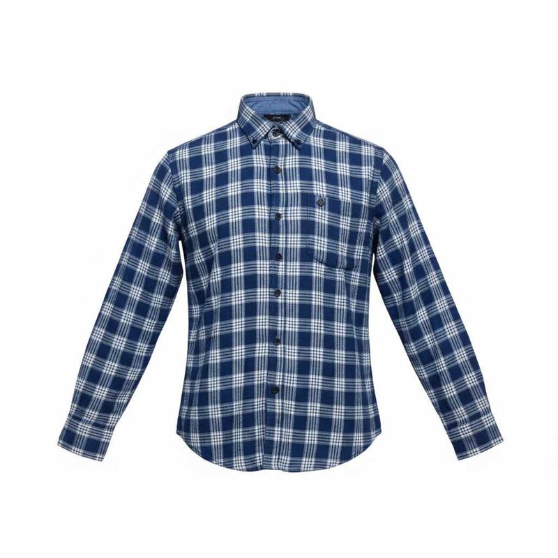 Men's Blue Plaid Flannel Shirt