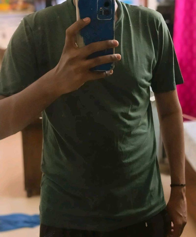Olive Green Crew Neck Tee