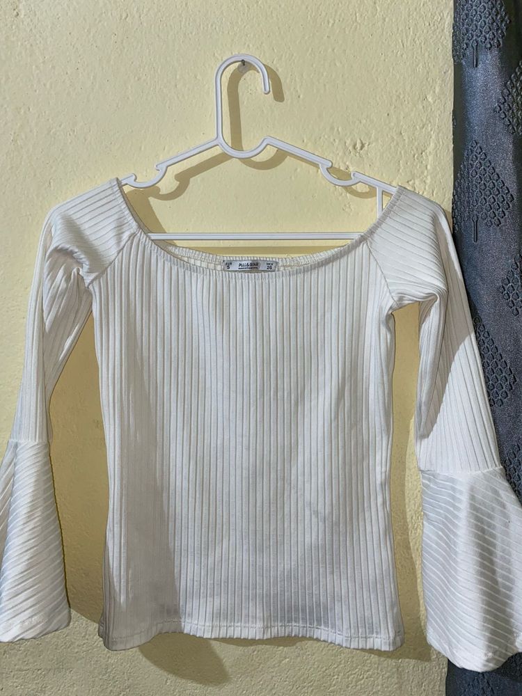 Chic White Bell Sleeve Top