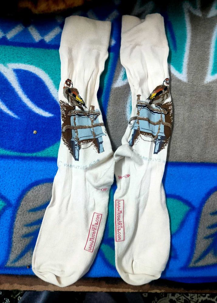 Bird Print Crew Socks