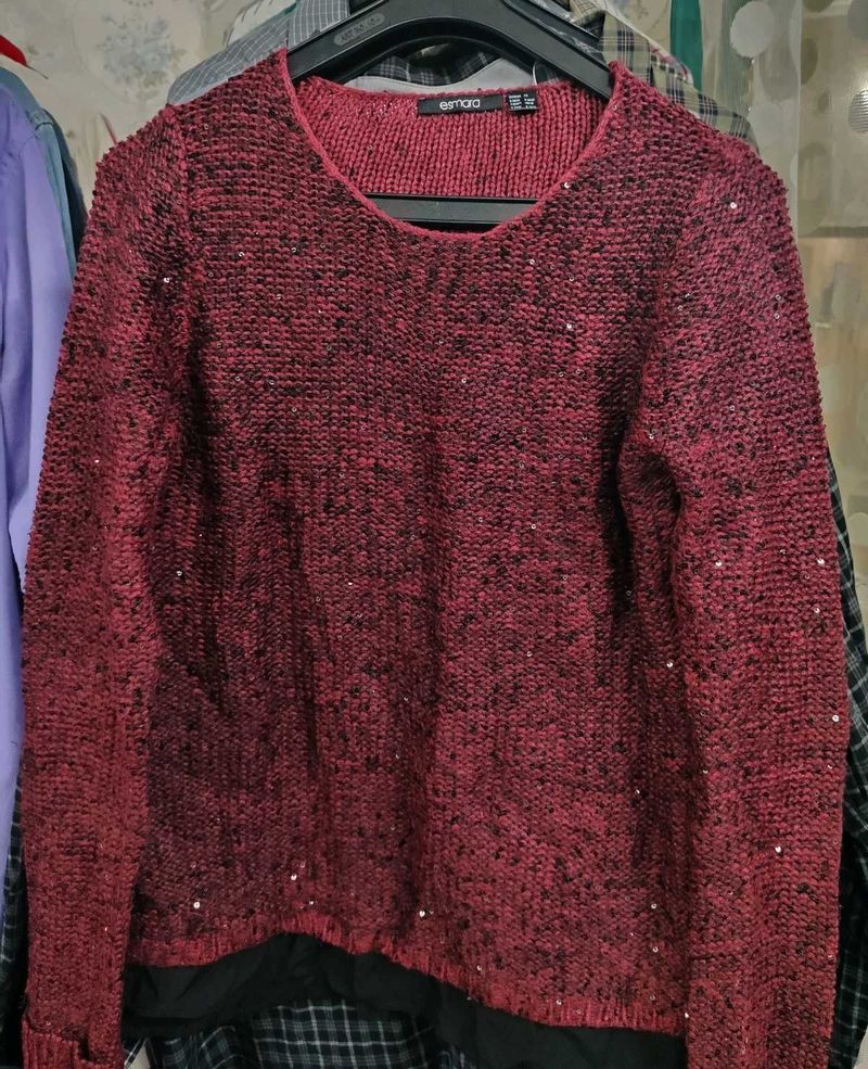 Burgundy Sequin Detail Sweater