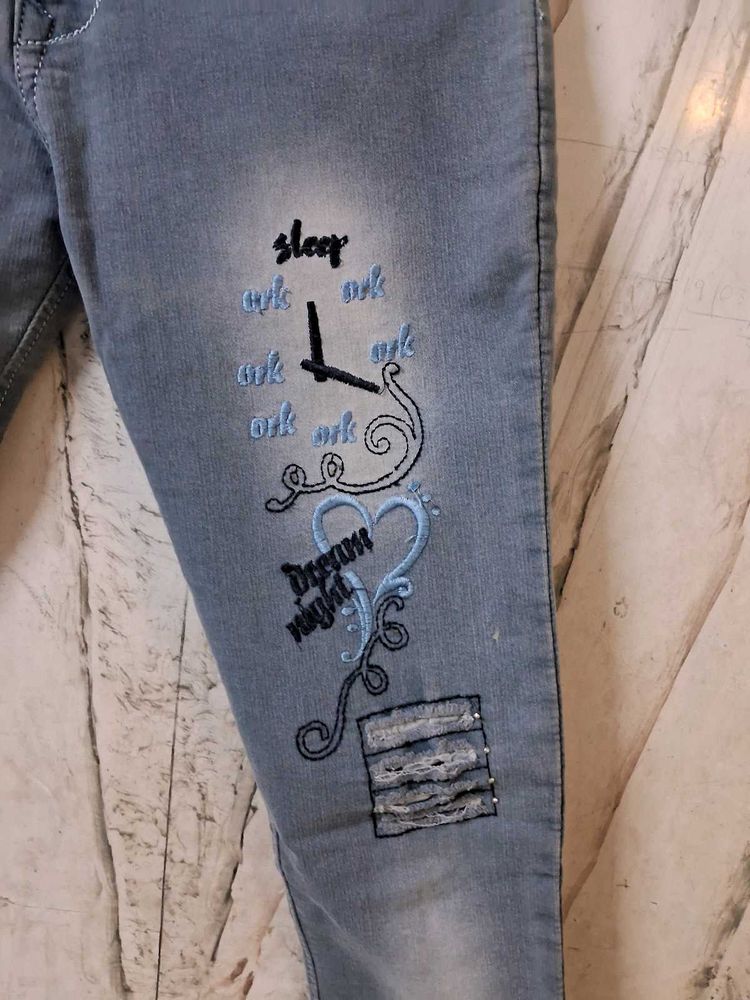 Embroidered Denim Jeans