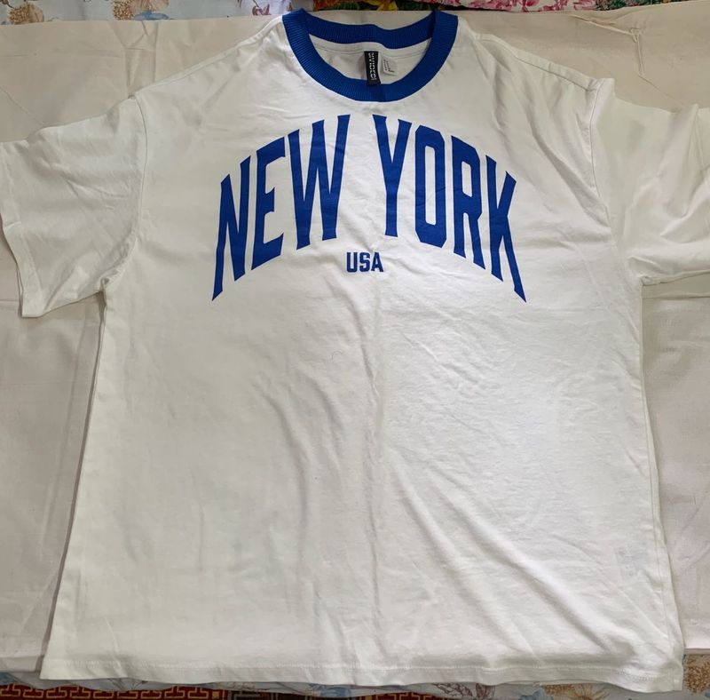 New York T Shirt White Printed
