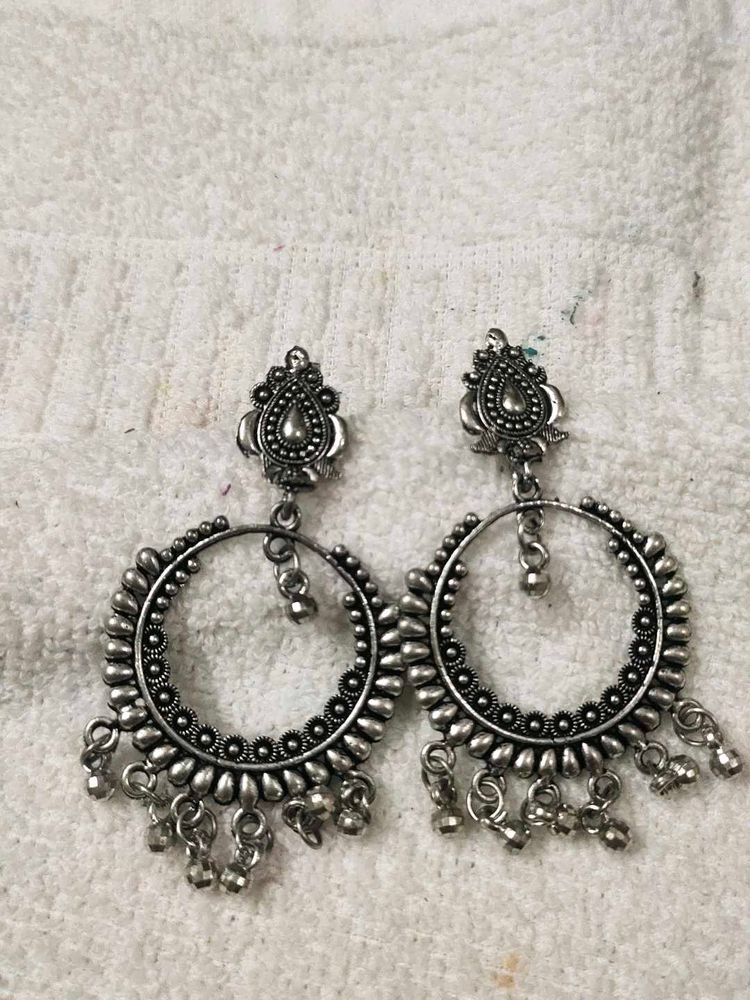 Ethnic Silver Earrings | Oxidized earring