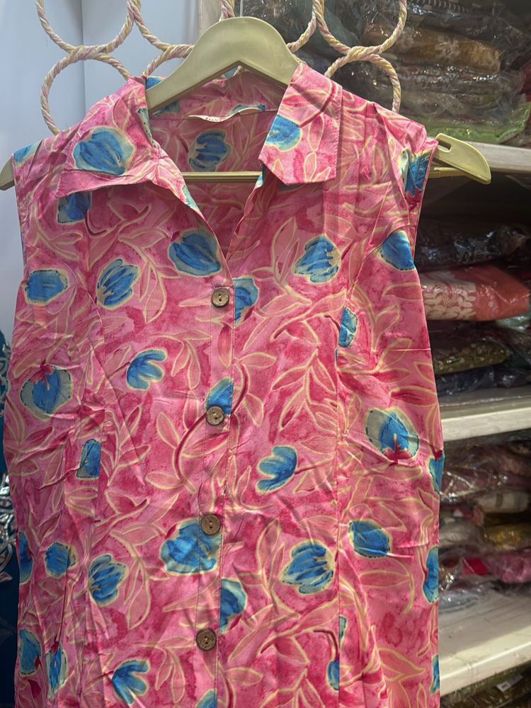 Pink Floral Dress Sleeves Also Provided If U Want
