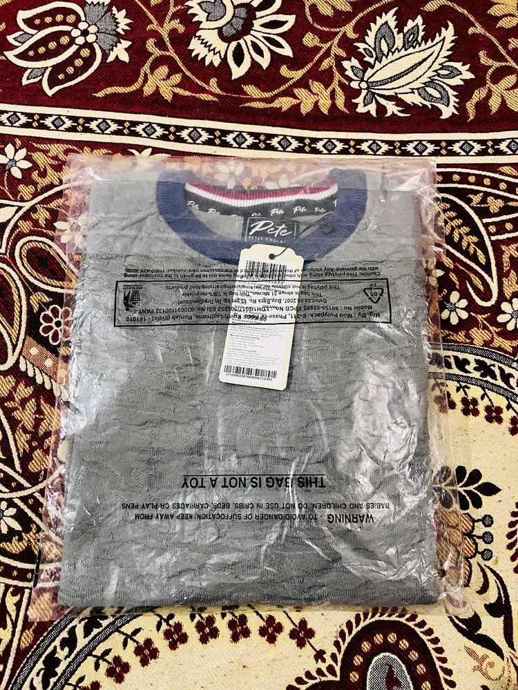 PETER ENGLAND Men Colorblock, Striped Grey Sweater