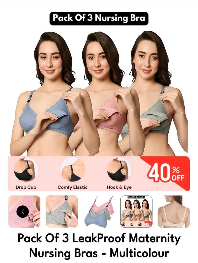 Pack Of 3 Leakproof Maternity Nursing Bra