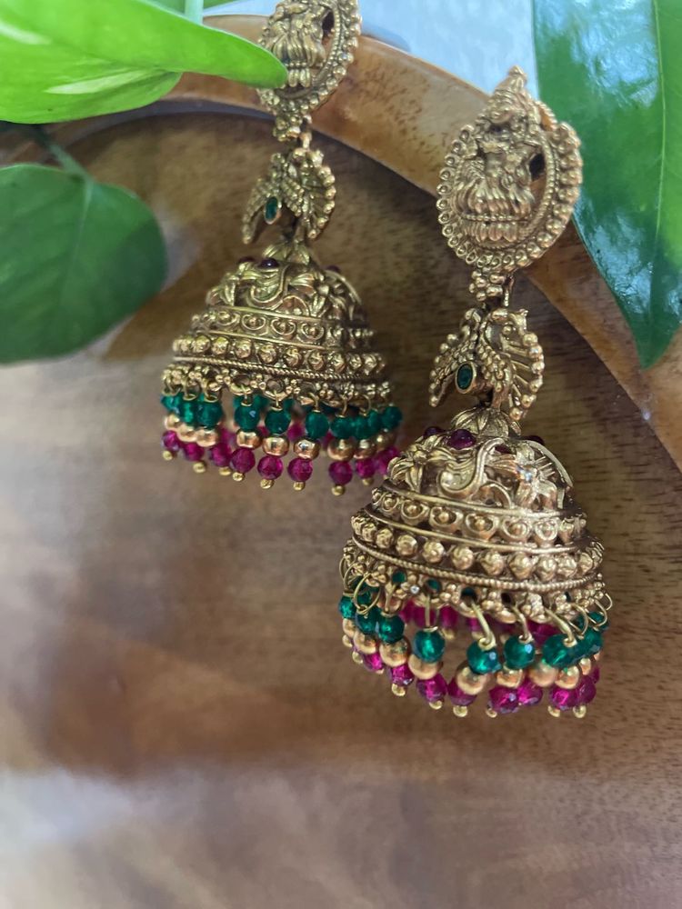 Lakshmi Temple Jhumka Earrings .