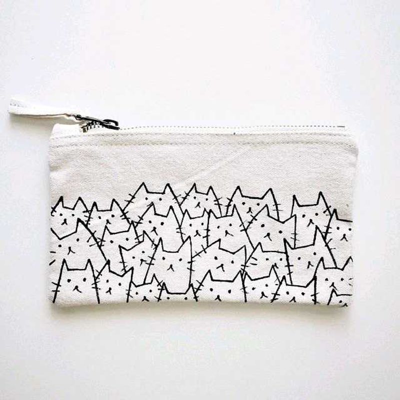 Cute Cat Print Pouch