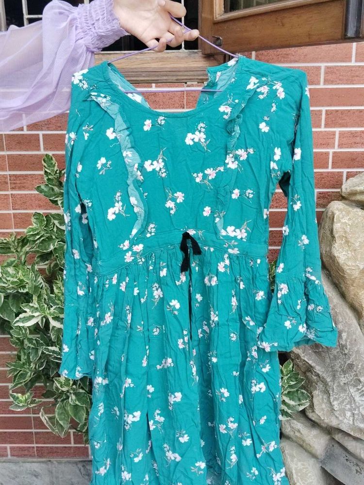 Floral Print Green Dress