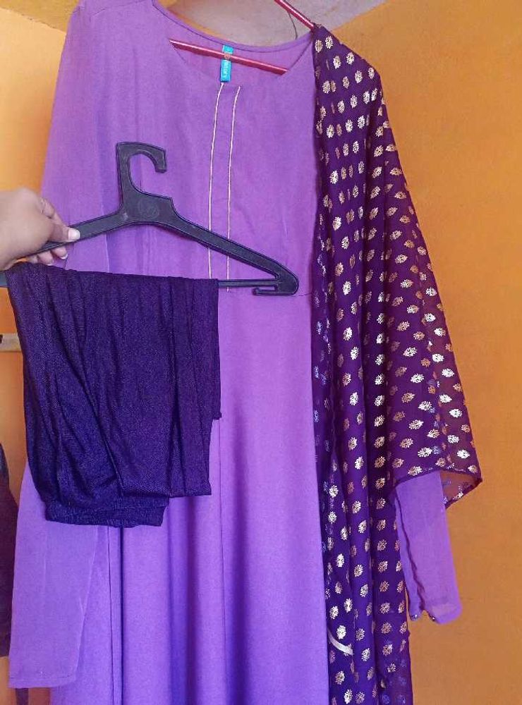 Partywear Anarkali With Duppata And Leggings
