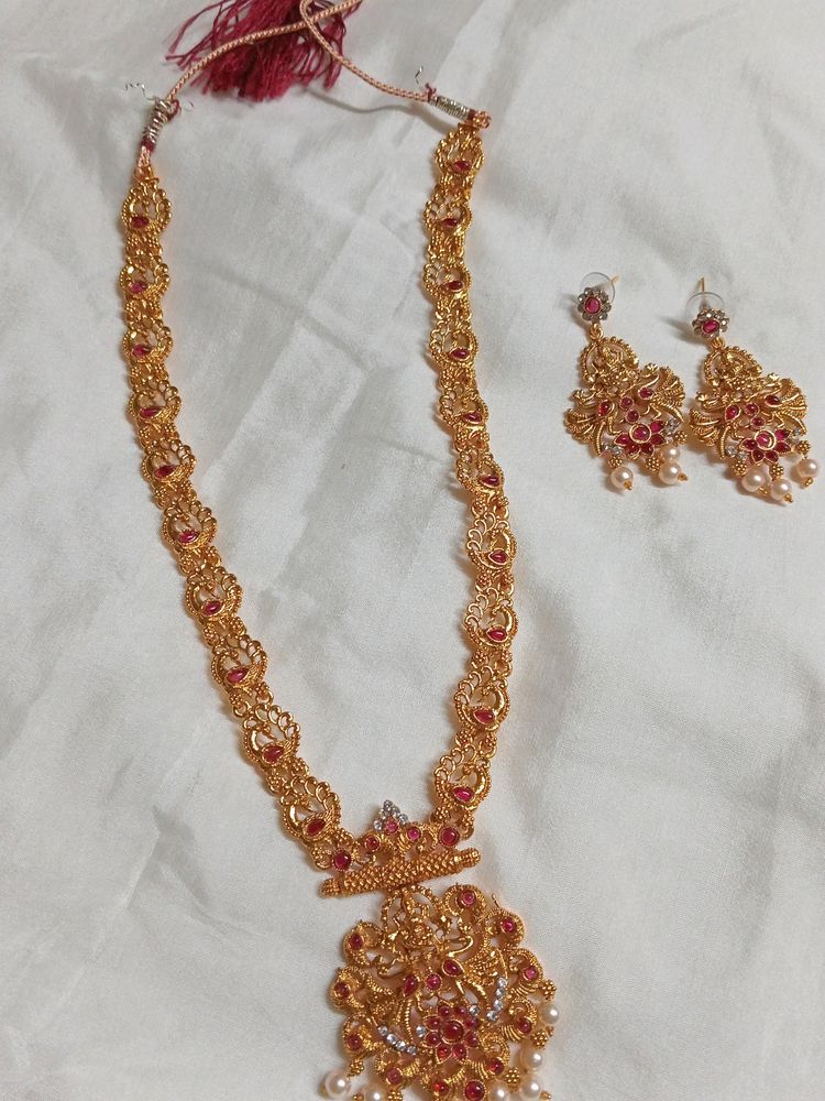 Antique Gold Plated Lakshmi Pendant Necklace