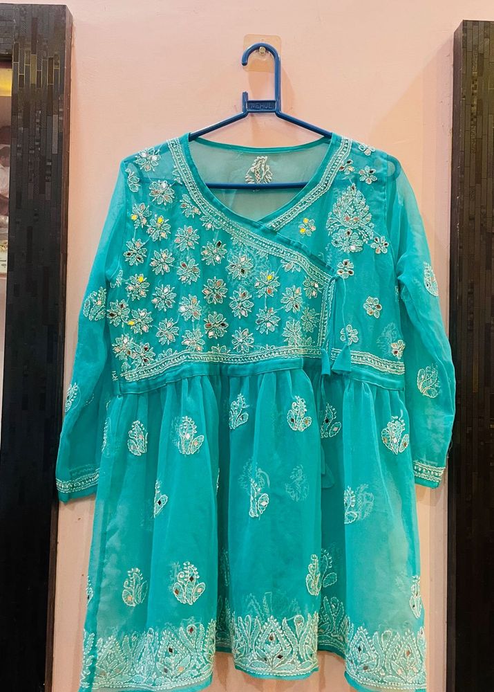 Teal Embroidered Dress